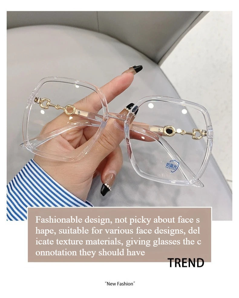 Fashionable Large Frame Myopia Glasses with Anti Blue Light and Anti Radiation High-definition Women's Full Frame Glasses