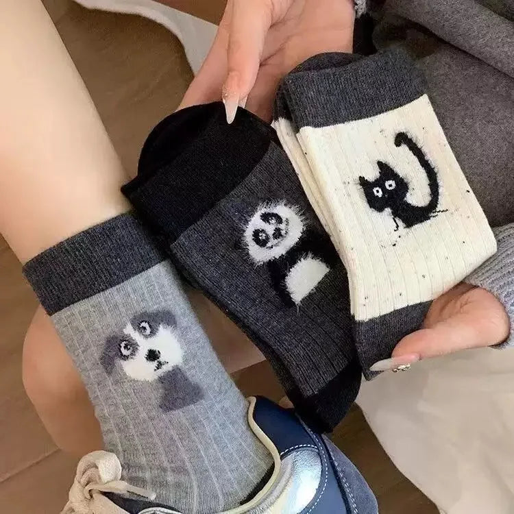 Cute Cartoon Animal Socks for Women | Kawaii Mid-Calf Style