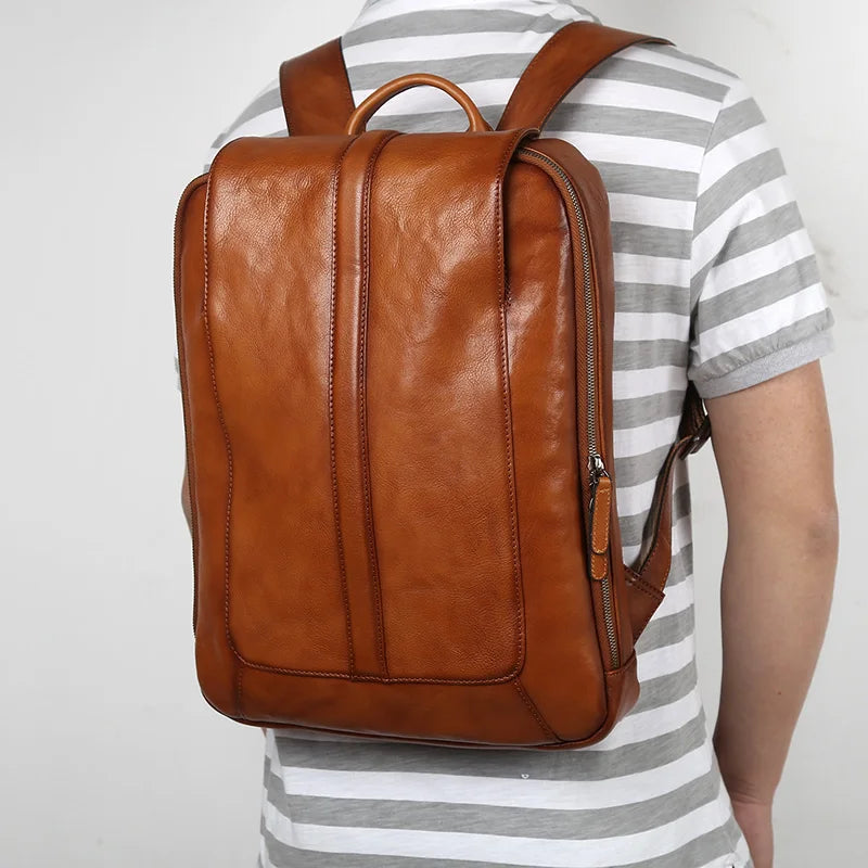 Men's Vintage Leather Backpack | High Capacity Computer Bag