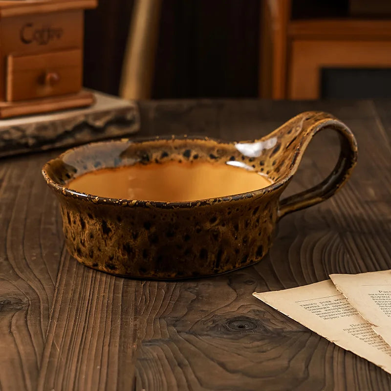 Ensaladera Vintage con Estampado de Leopardo | Elegante Copa de Postre de Cerámica