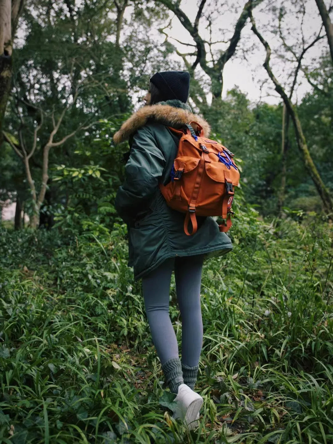 Unisex Casual Orange Nylon Waterproof Backpack | Large Capacity