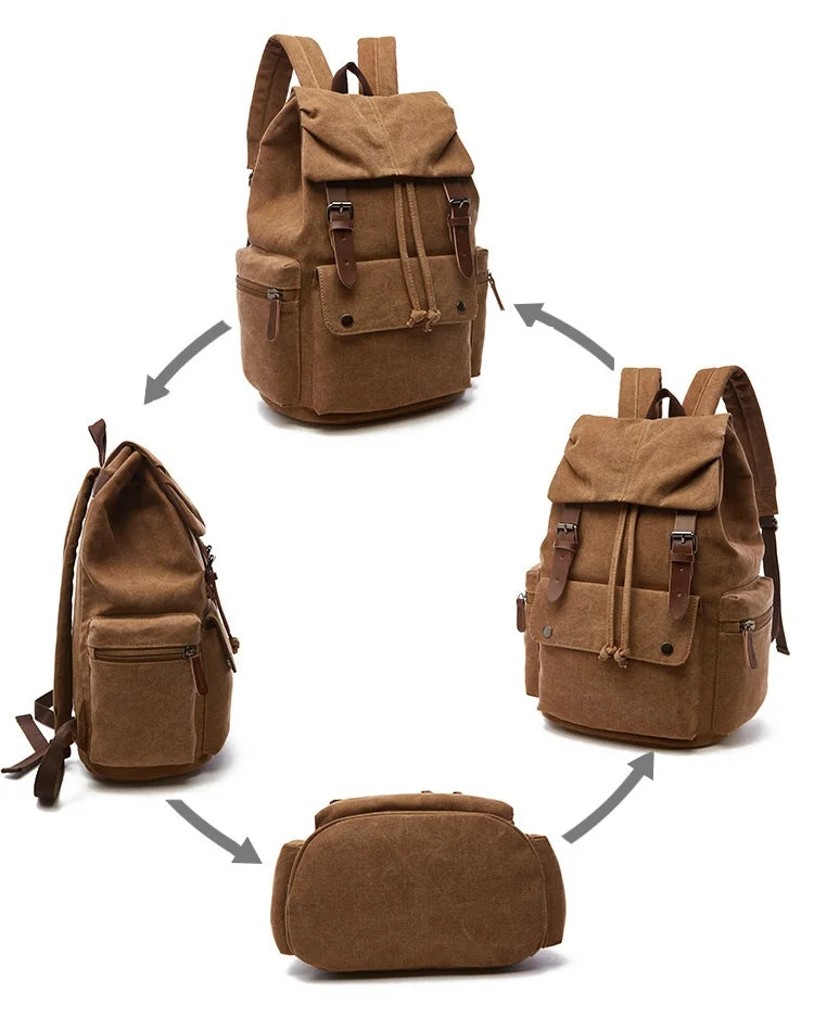 Vintage Canvas Laptop Backpack for School & Travel | Anti-Theft Design