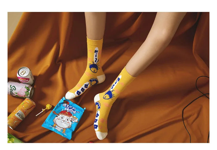 5 Pairs Colorful Funny Villain Socks | Quirky Harajuku Style