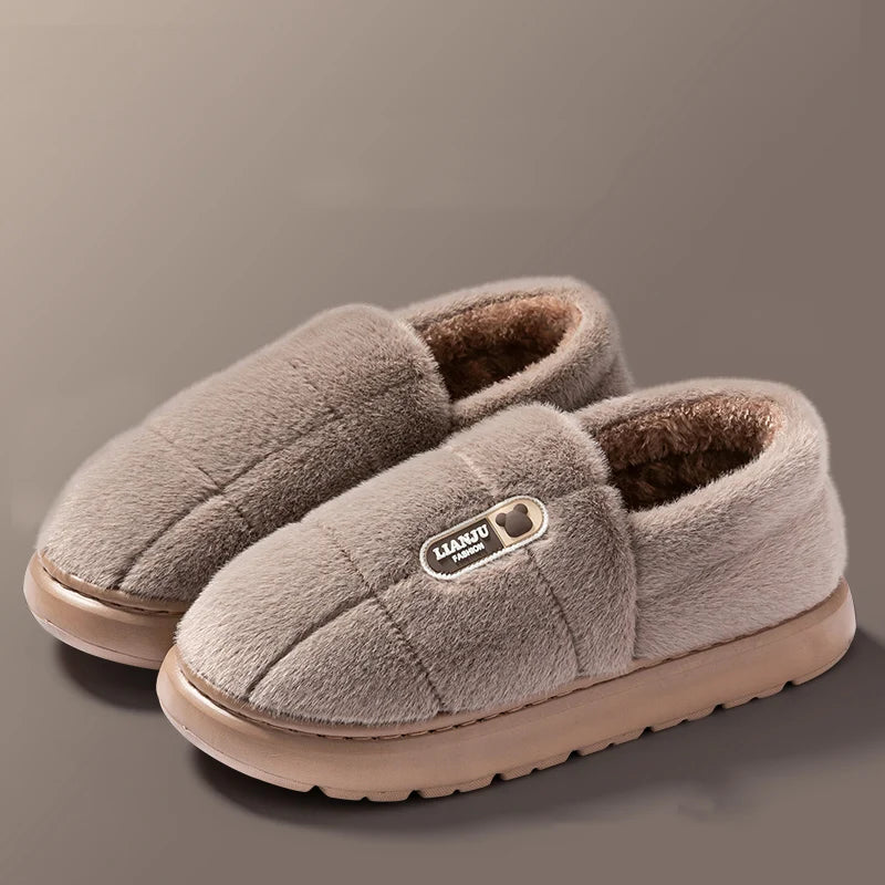 Men's Plush Winter Slippers | Cozy Non-Slip Warm Home Shoes