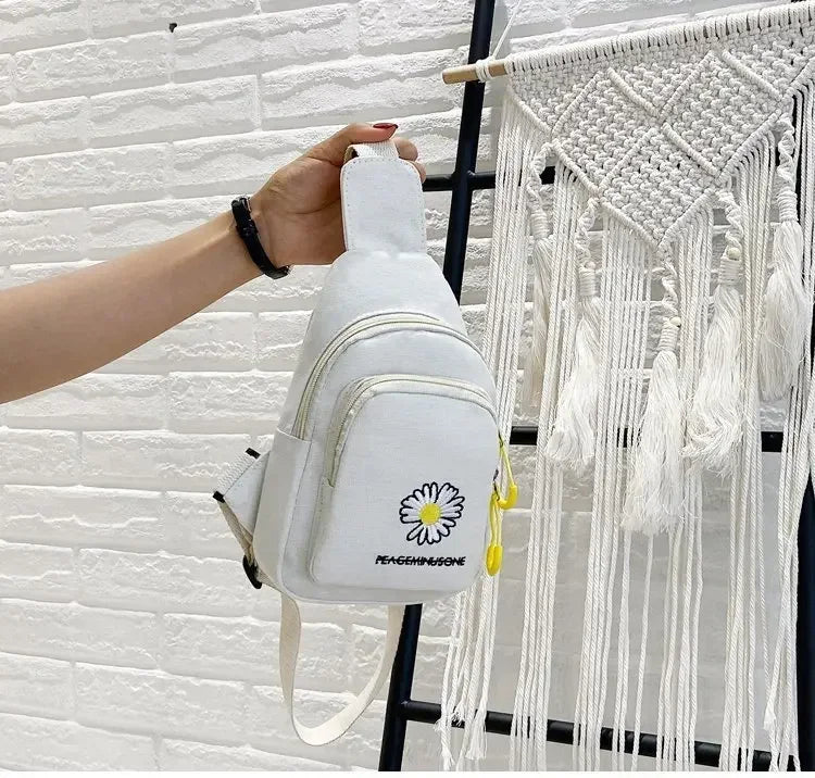 Stylish Embroidered Canvas Chest Bag | Women’s Daily Crossbody Bag