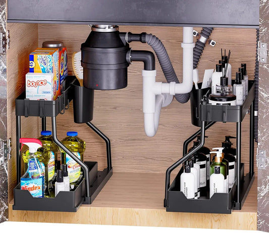 Estante de almacenamiento debajo del fregadero | Organizador multiusos para cocina y baño