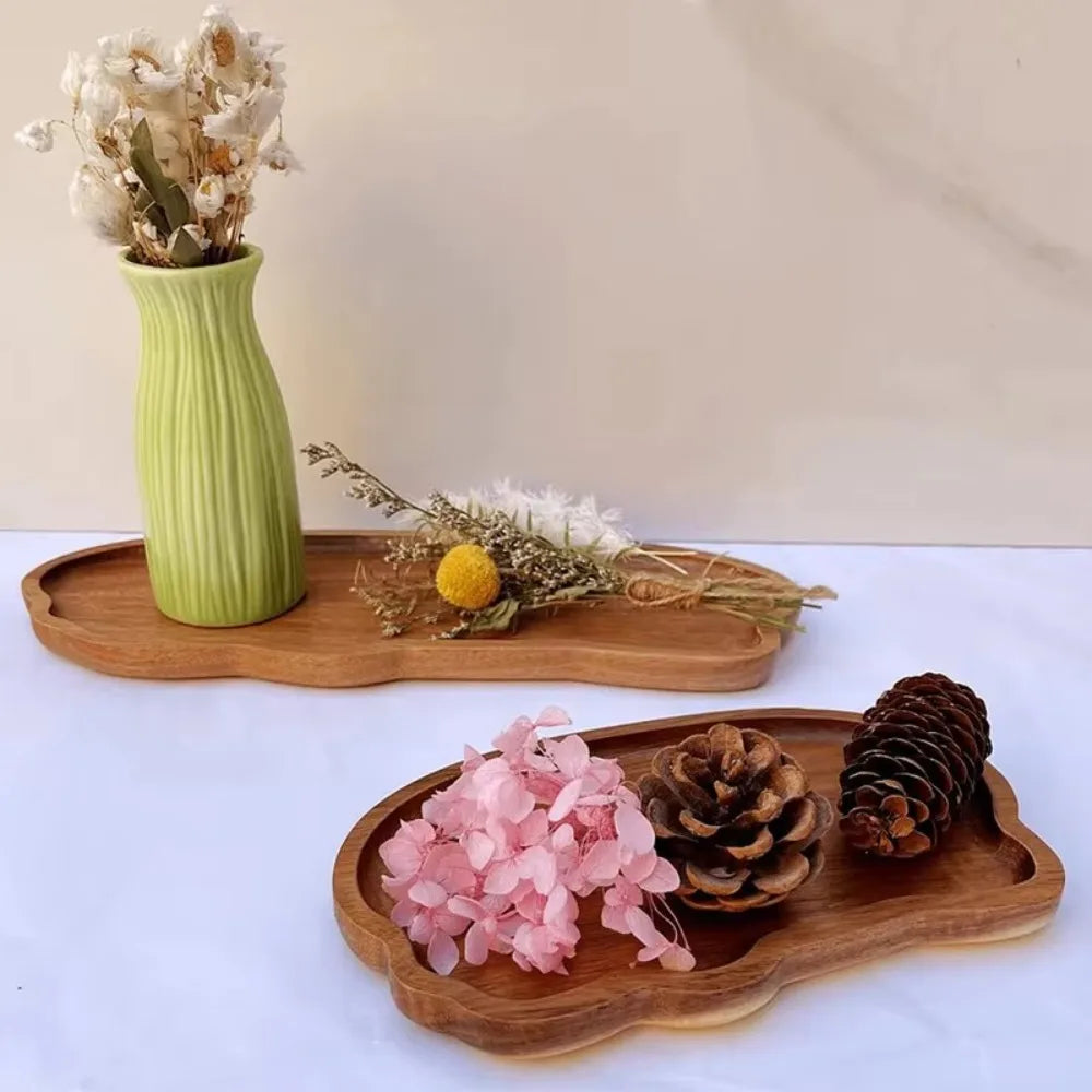 Multi-Functional Wooden Tea Tray for Home Decor & Kitchen Use