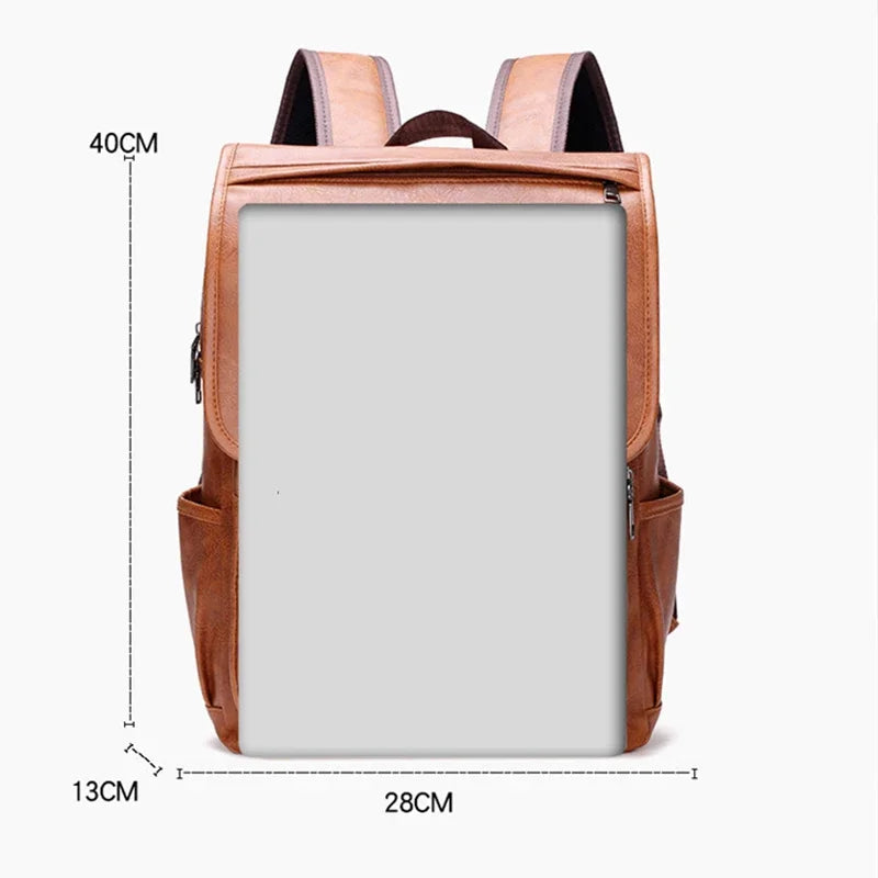 Large Capacity Vintage Men's Backpack | Stylish PU Leather Bag