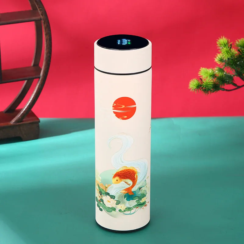 Smart Insulated Vacuum Flask with Temperature Display | Retro Design