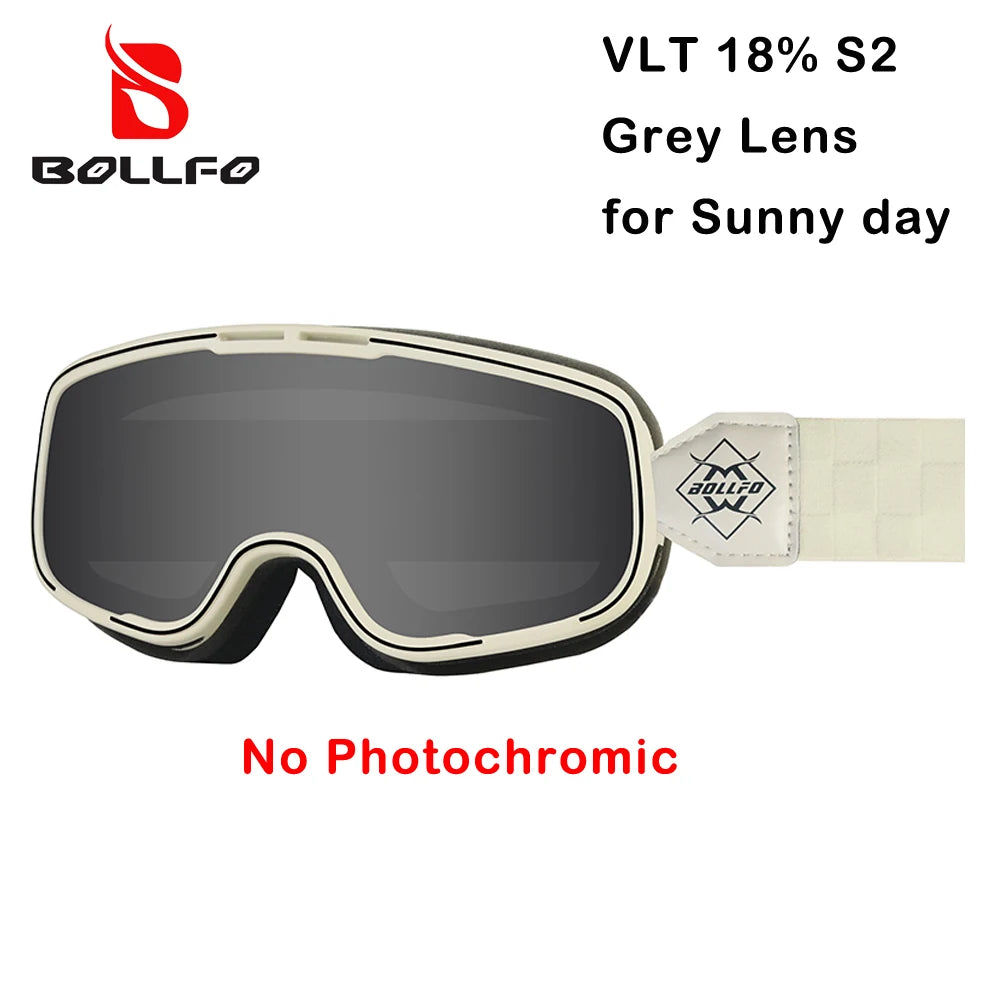 BOLLFO Photochromic Motorcycle Goggles Motorbike Eyewear OTG UV Protection Auto-tinting ATV Glasses Windproof Dirt Bike Goggles