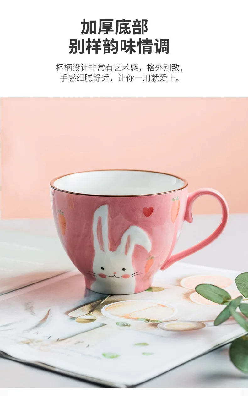 Cute Cartoon Dinosaur & Cat Ceramic Mugs | Fun Breakfast Cups