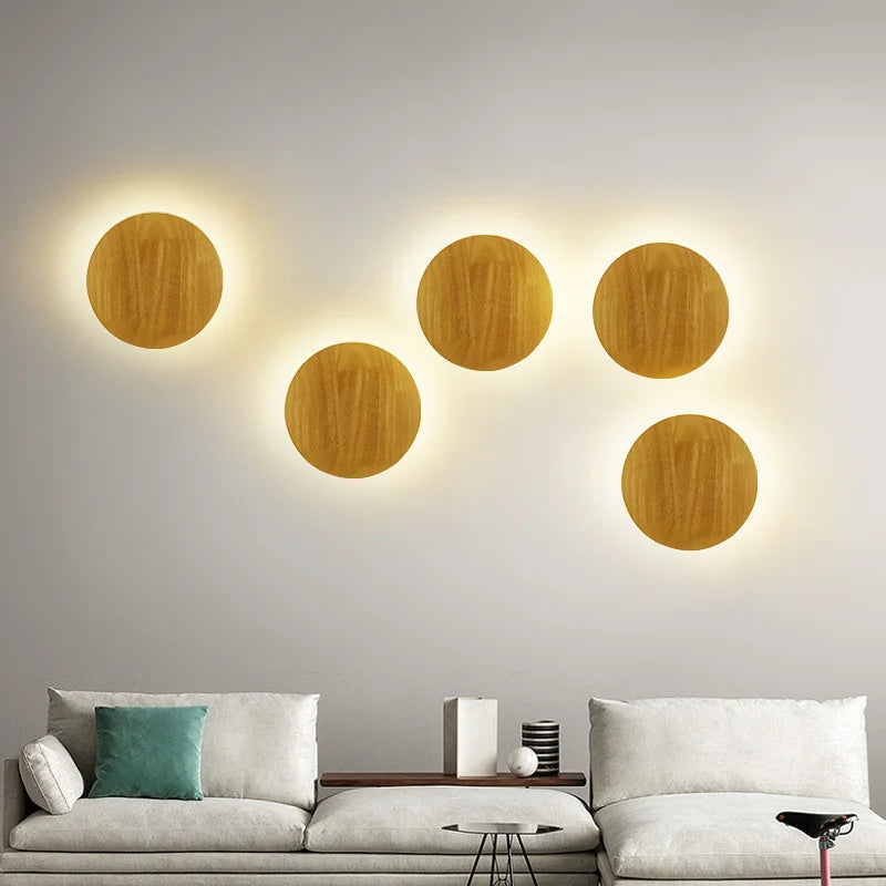 Nordic Wooden Wall Lamp | Creative LED Atmosphere Light