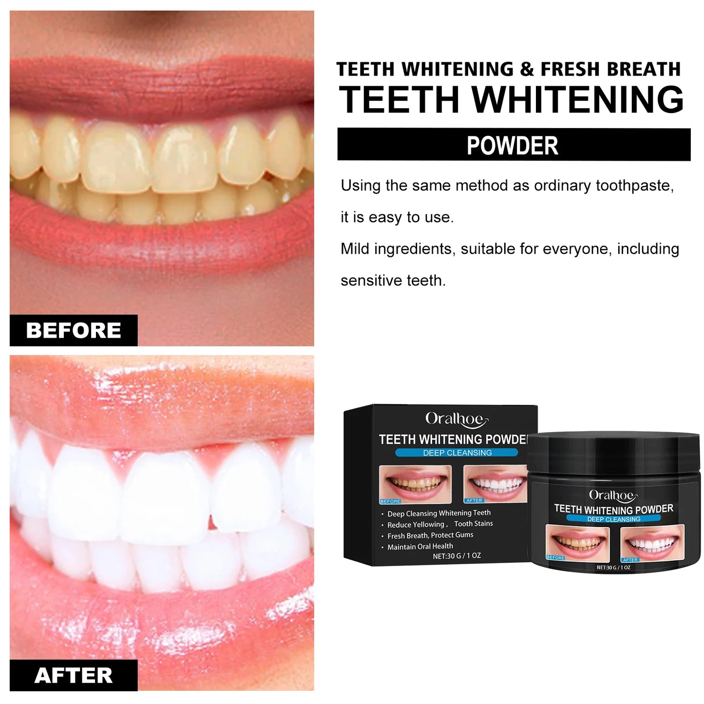 Activated Charcoal Teeth Whitening Powder for Bright Smiles