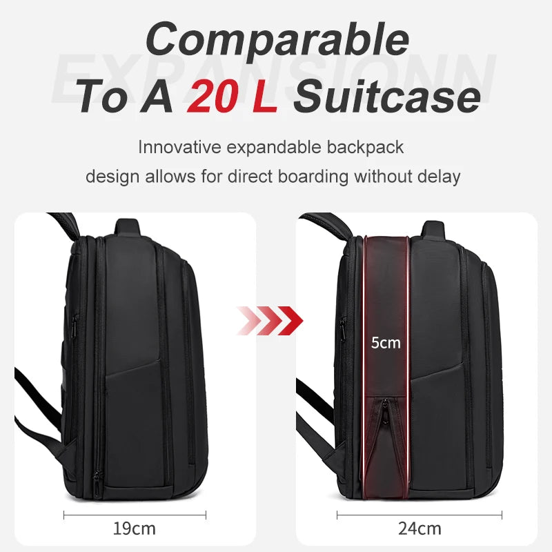 Men's 16-Inch Laptop Backpack | Expandable Travel Bag with High Capacity