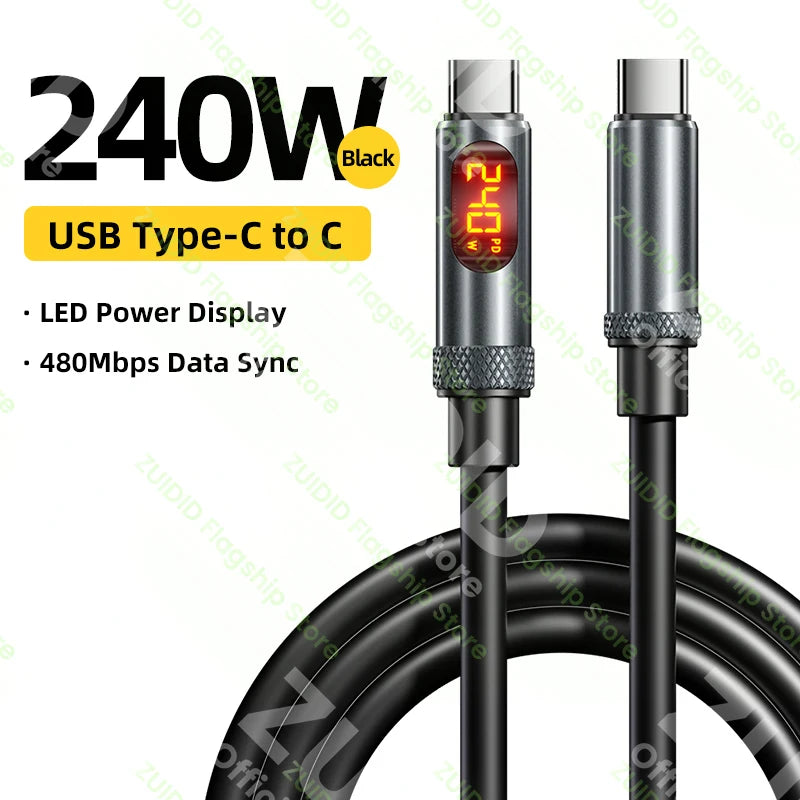 LED Display PD240W USB C to USB C Fast Charging Cable | 5A 2M
