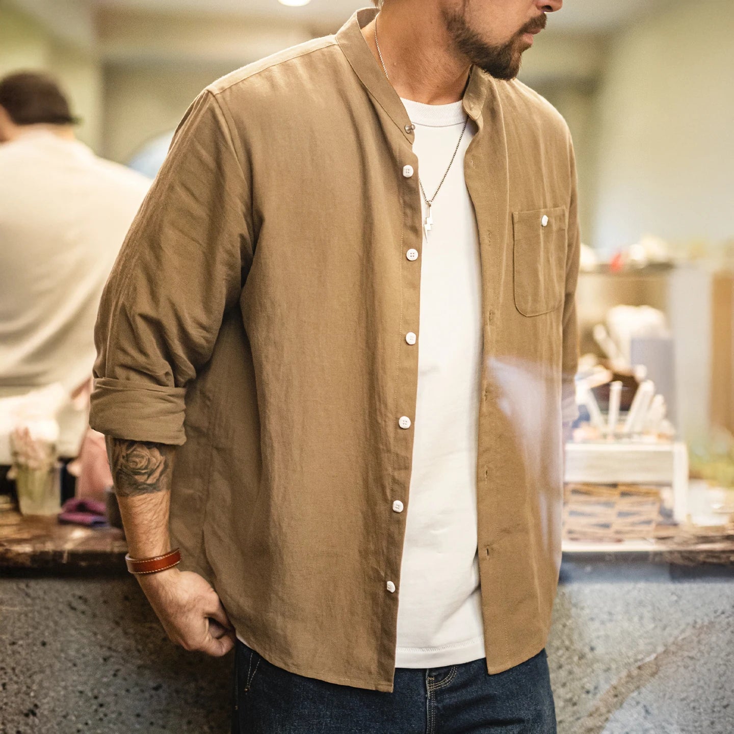 Men's Casual Spring Long Sleeve Shirt | Stylish Solid Color Blouse