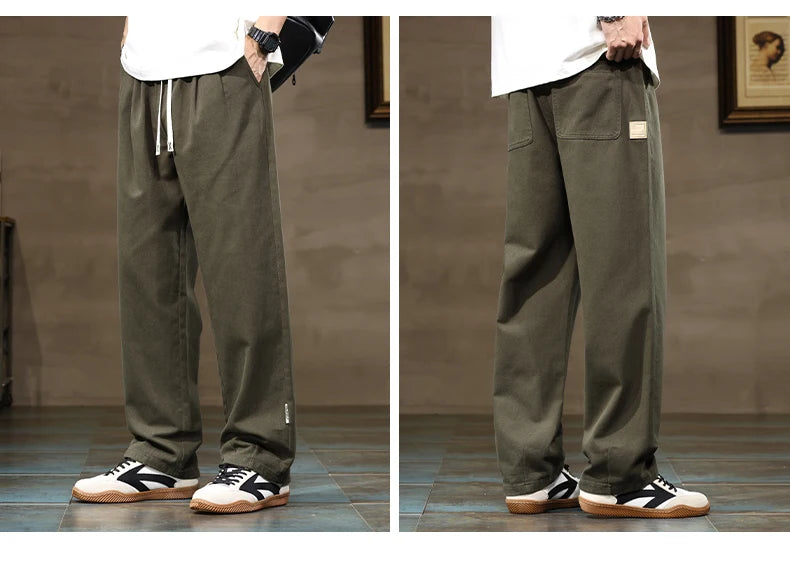 Comfortable Loose Men's Trousers | 100% Cotton Khaki Pants