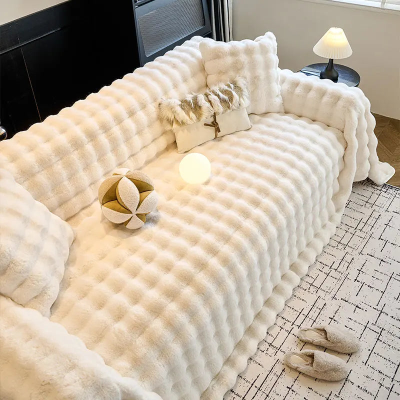 Plush Sofa Towel Cover | Thick Anti-Slip Winter Sofa Protector