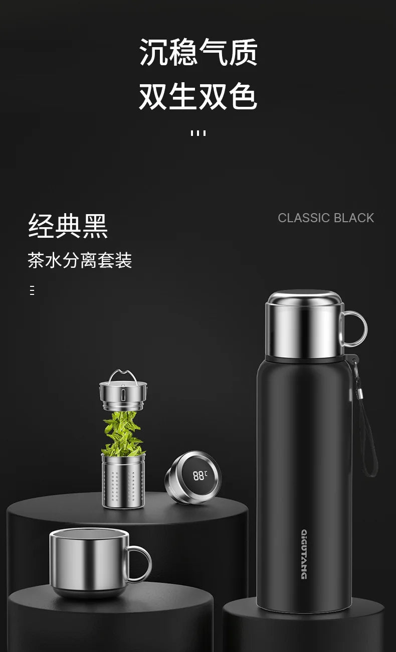 Large Capacity Insulated Stainless Steel Thermos with Temperature Display