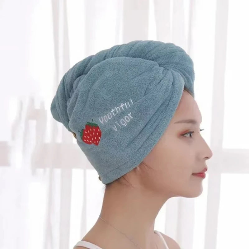 Soft Microfiber Dry Hair Towel | Quick-Dry Embroidered Shower Wrap