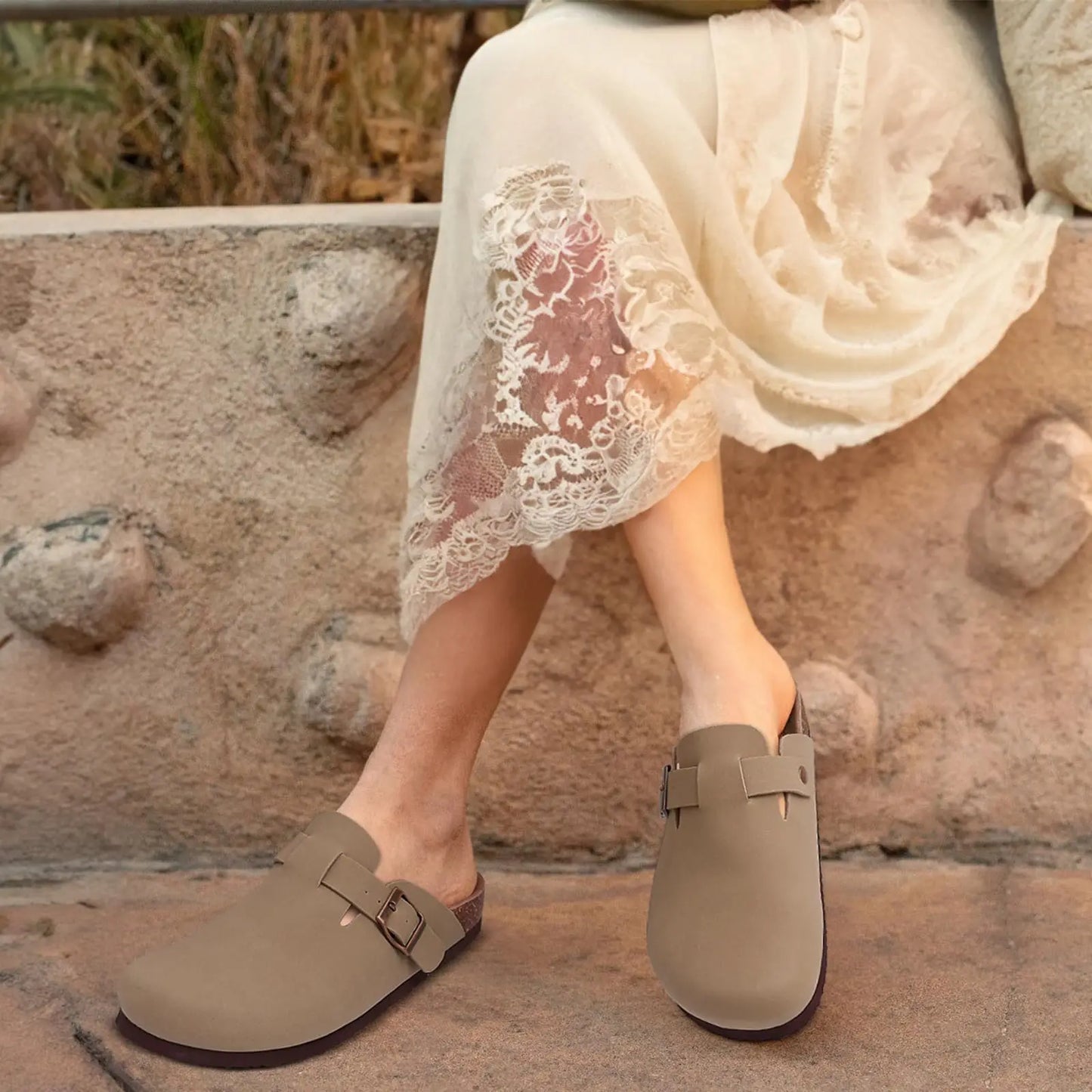 Comfortable Arch Support Suede Clogs for Home and Outdoor