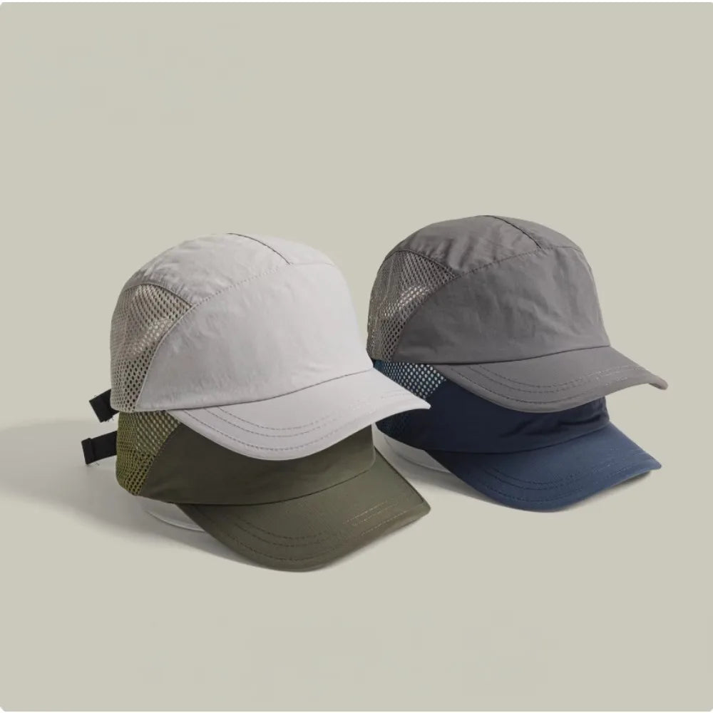 Unisex Vintage Short Brim Nylon Mesh Baseball Cap for Outdoor Activities