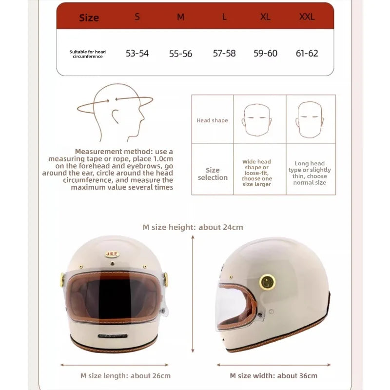 Vintage Full Face Moto Helmet | Retro Style Motorcycle Safety Gear