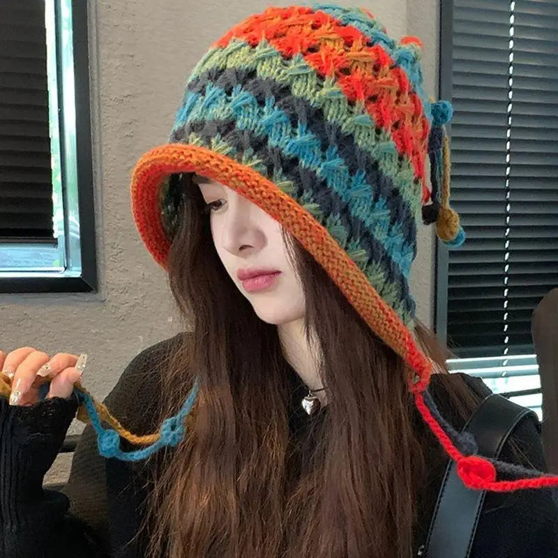 Women's Cute Bear Plush Knitted Hat | Cozy Winter Beanie