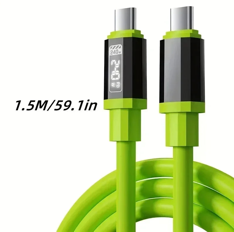 240W Fast Charging USB A C Cable with Power Display | Universal Compatibility