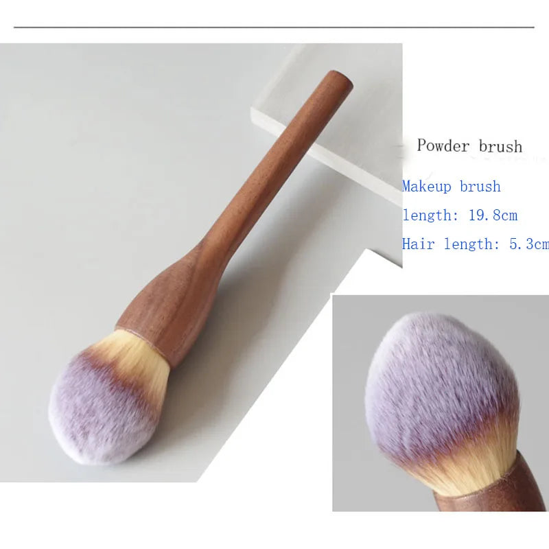 Large Retro Wood Powder Brush | Luxurious Honey Makeup Brush