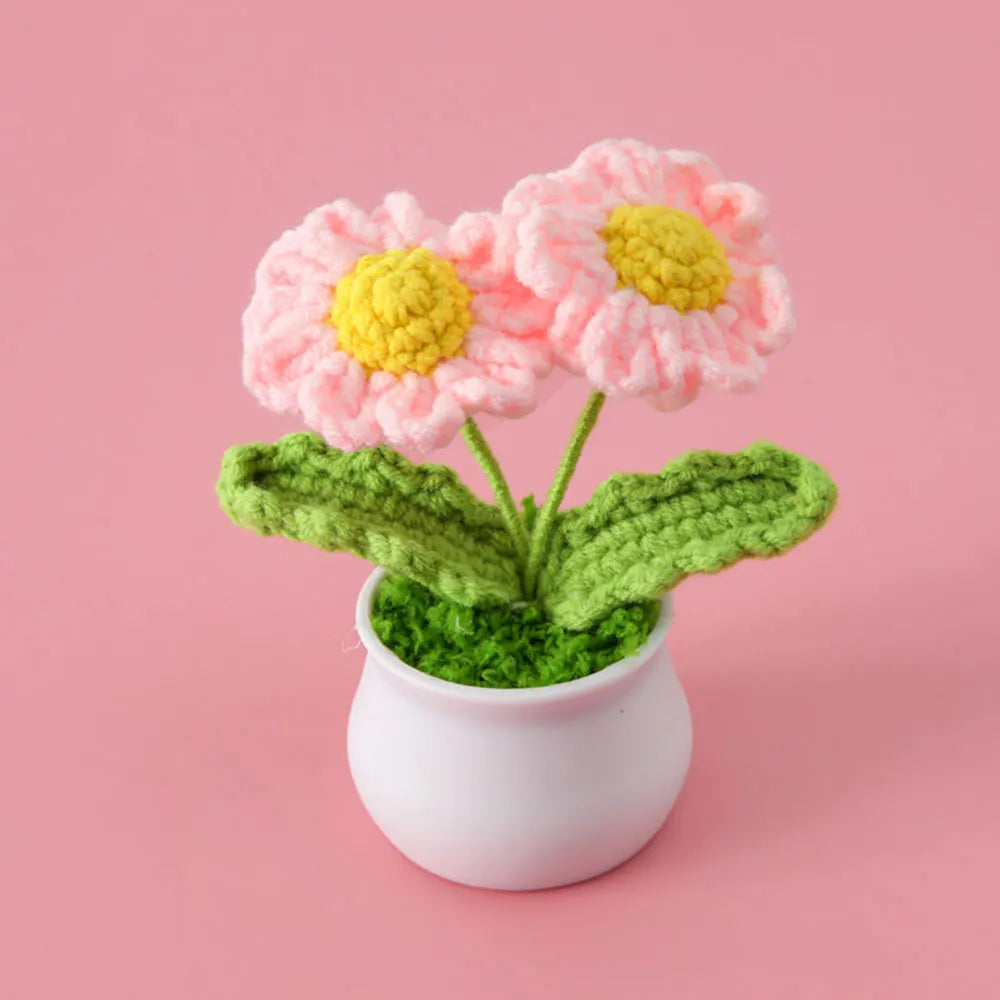 Flores de ganchillo de girasol y tulipán tejidas a mano | Encantadora decoración para el hogar
