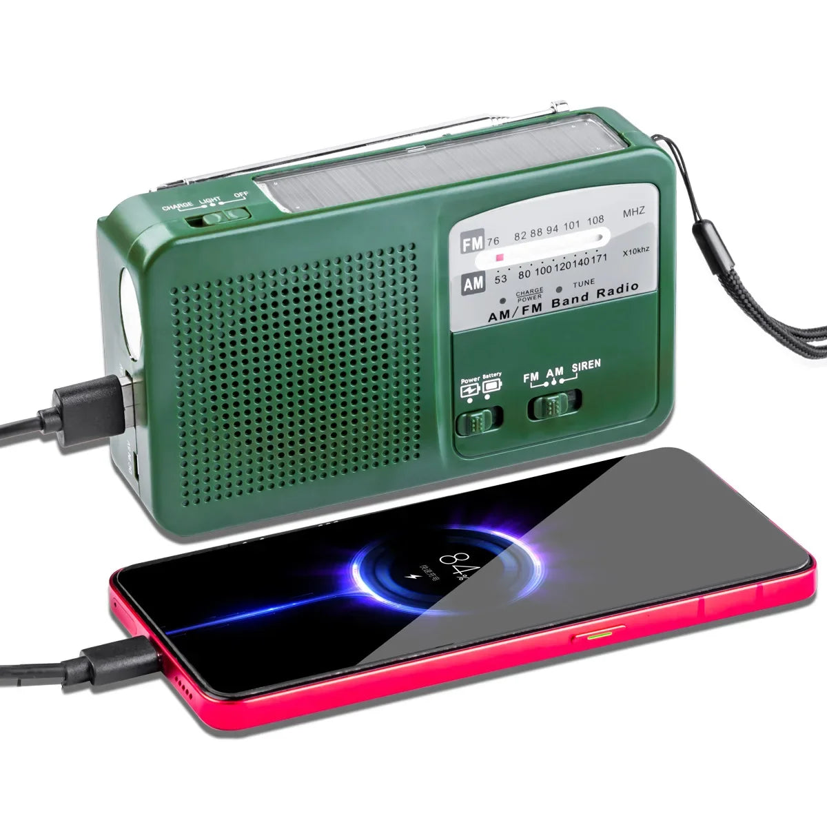 Versatile Solar-Powered Hand Crank Radio Flashlight Charger