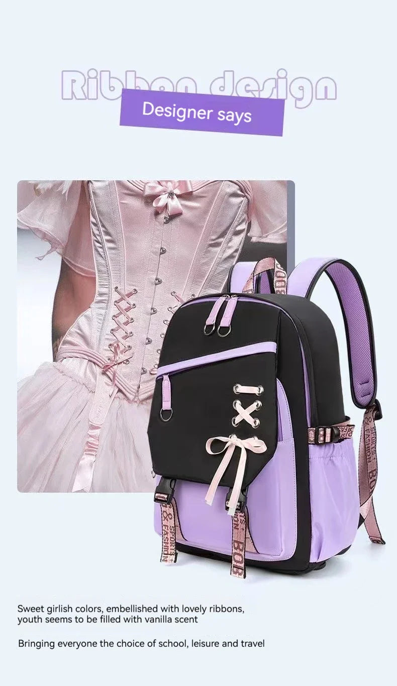 Cute Nylon Schoolbag Backpack for Teenagers | Durable & Stylish