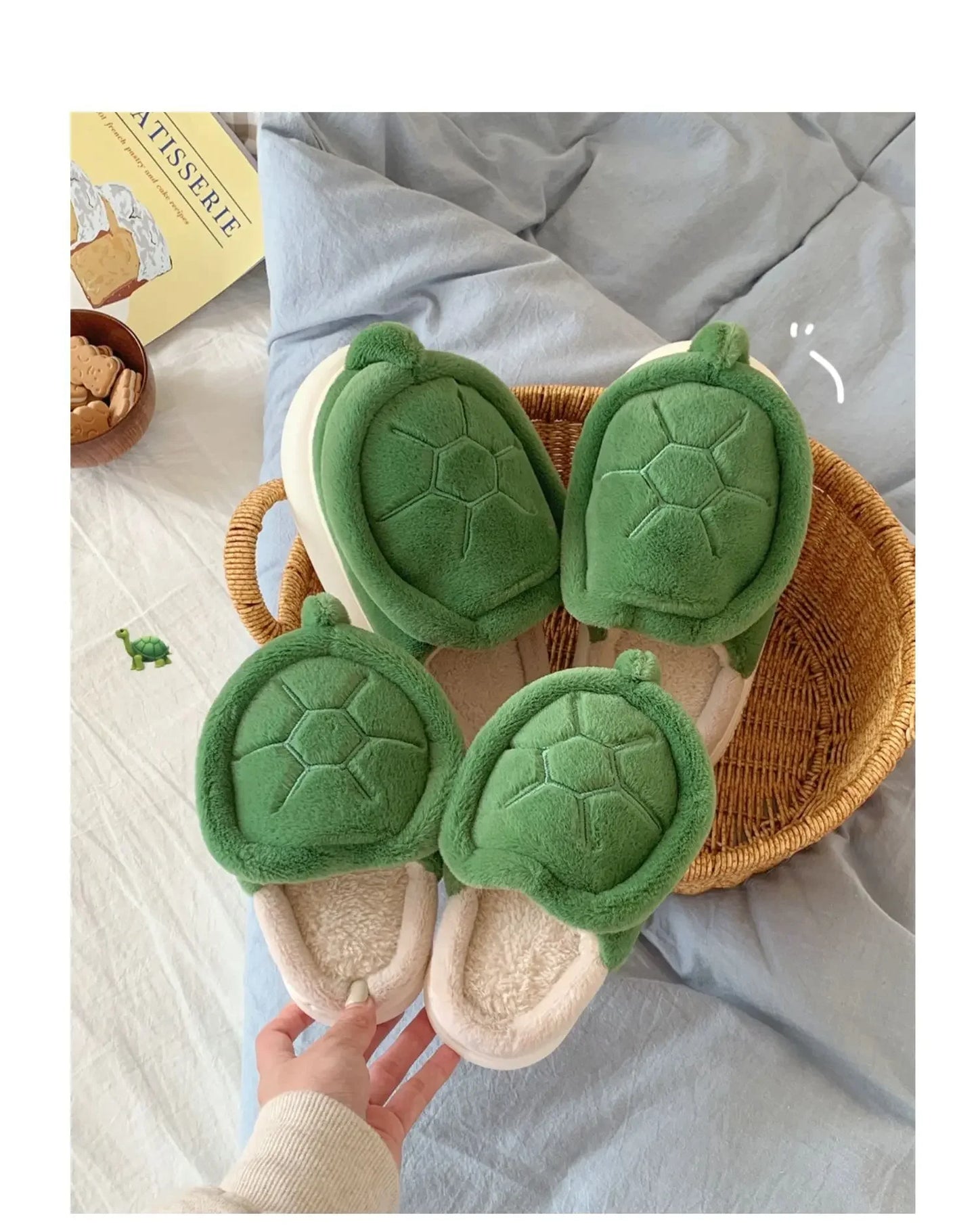 Cute Turtle Plush Slippers | Soft Warm Indoor Winter Footwear