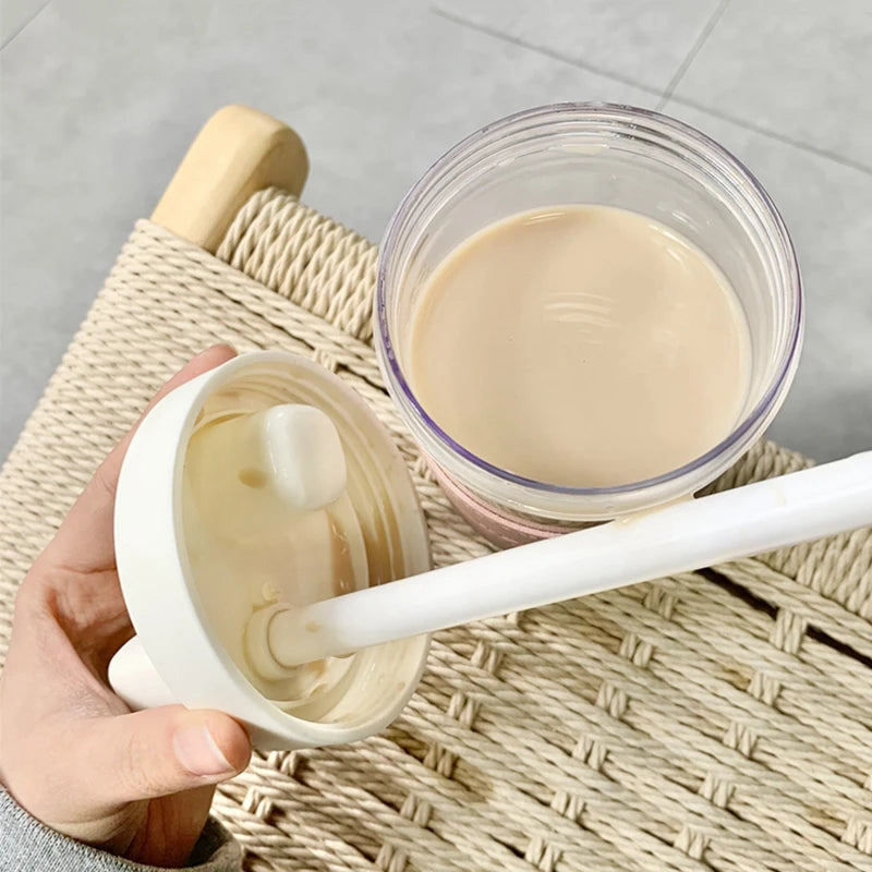 Cute Pearl Milk Tea Straw Plastic Water Bottle | Large Capacity Drinkware