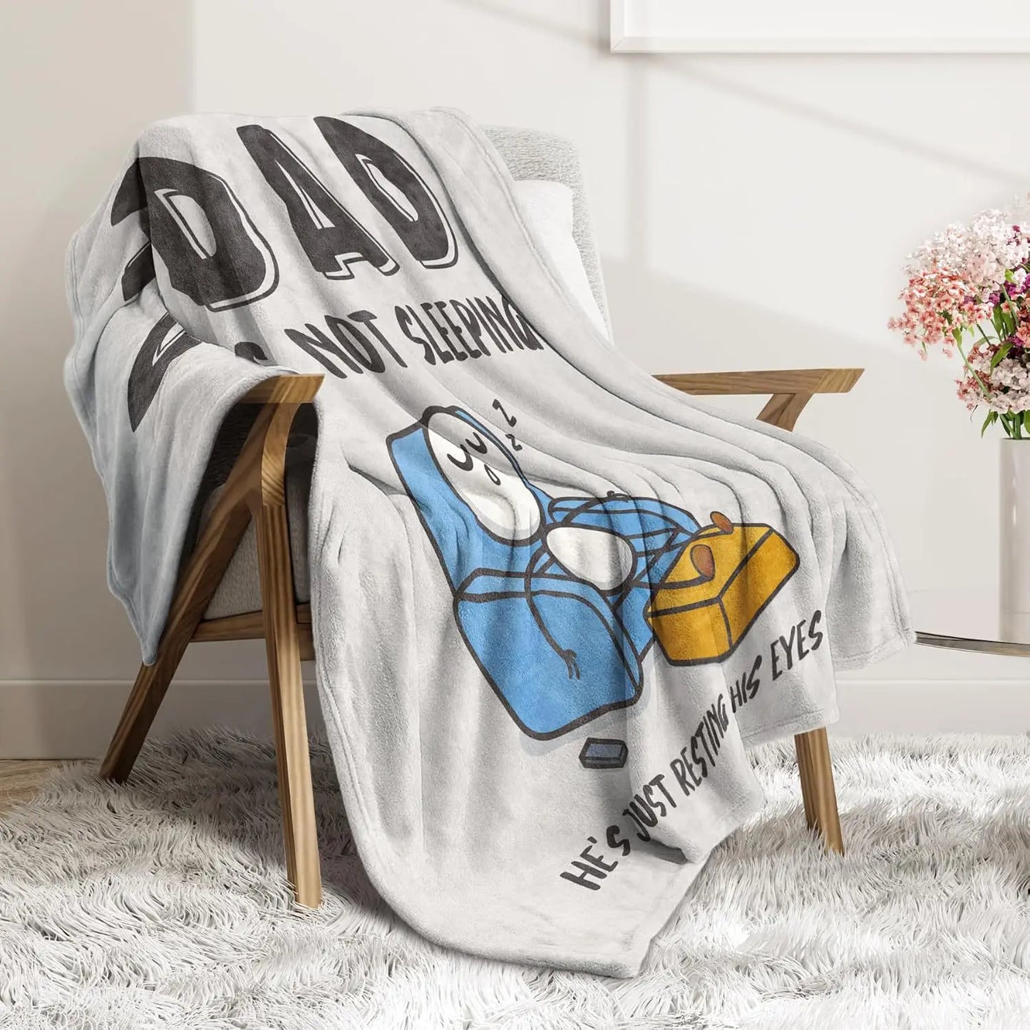 Soft & Comfortable Dad Is Not Sleeping Nap Blanket | Birthday Gift