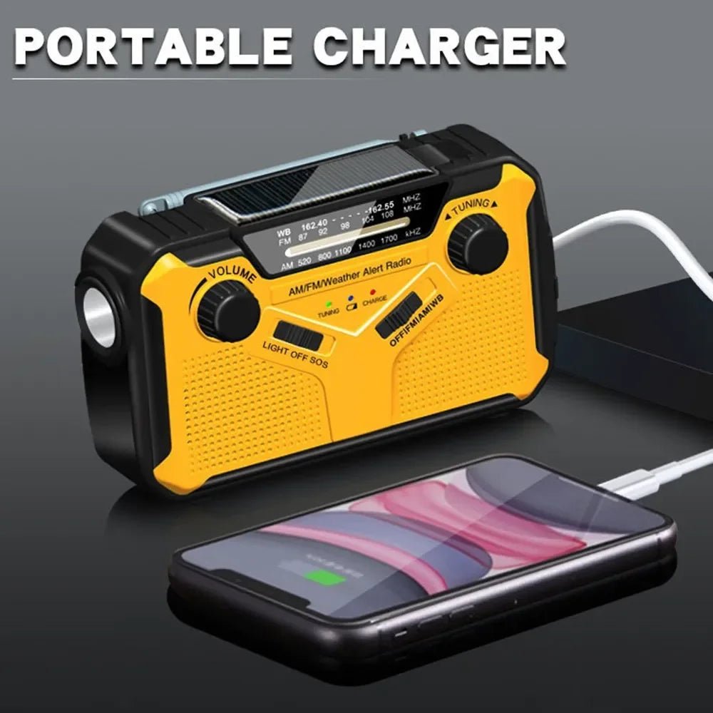 Portable Solar Energy AM FM Radio & Flashlight Emergency Power