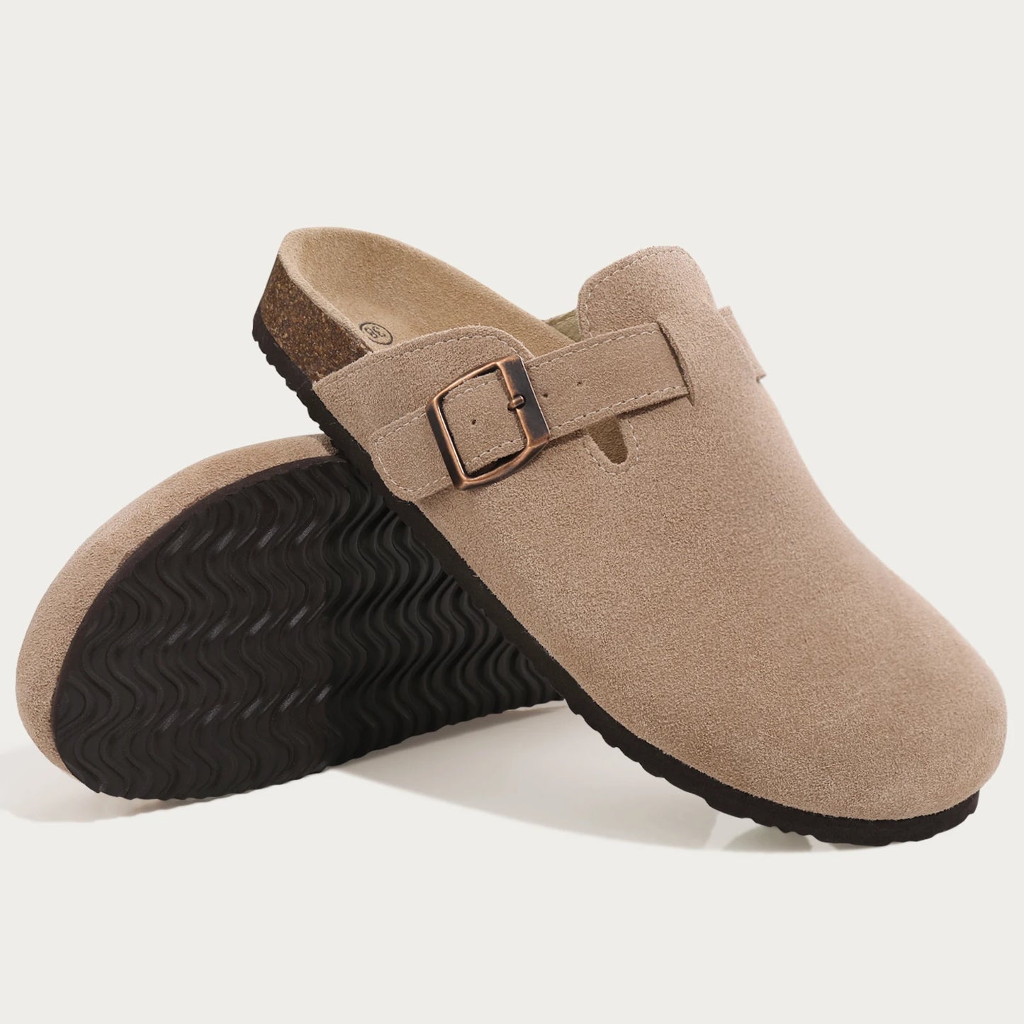 Shevalues Suede Clogs For Women Men Summer Cork Mules Soft Footbed Sandals With Arch Support  New Leisure Fashion Genuine Clogs