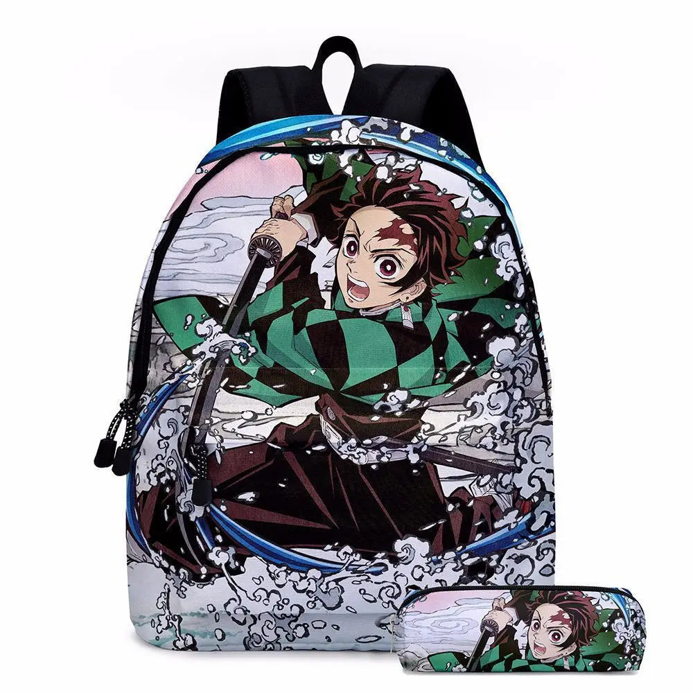 Anime Demon Slayer Backpack Set | Stylish Schoolbag & Pen Bag