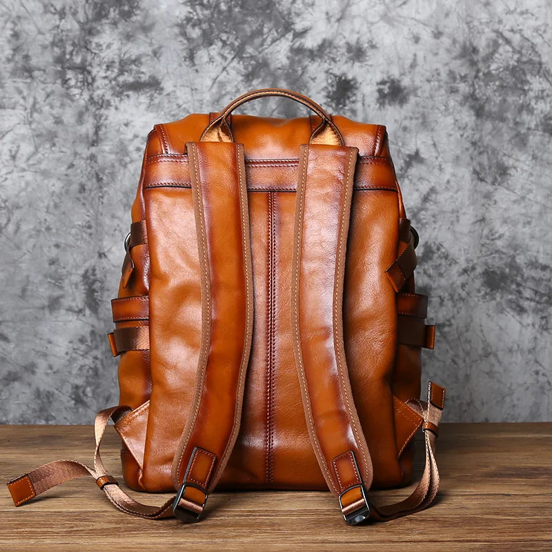 Mochila retro de cuero para hombre | Elegante bolso de viaje y escolar