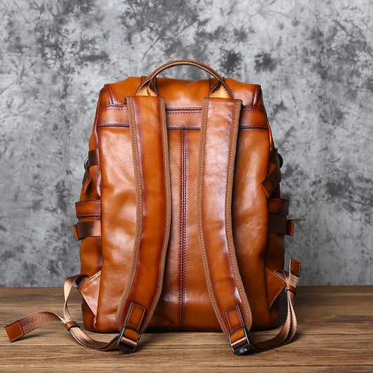 Mochila retro de cuero para hombre | Elegante bolso de viaje y escolar