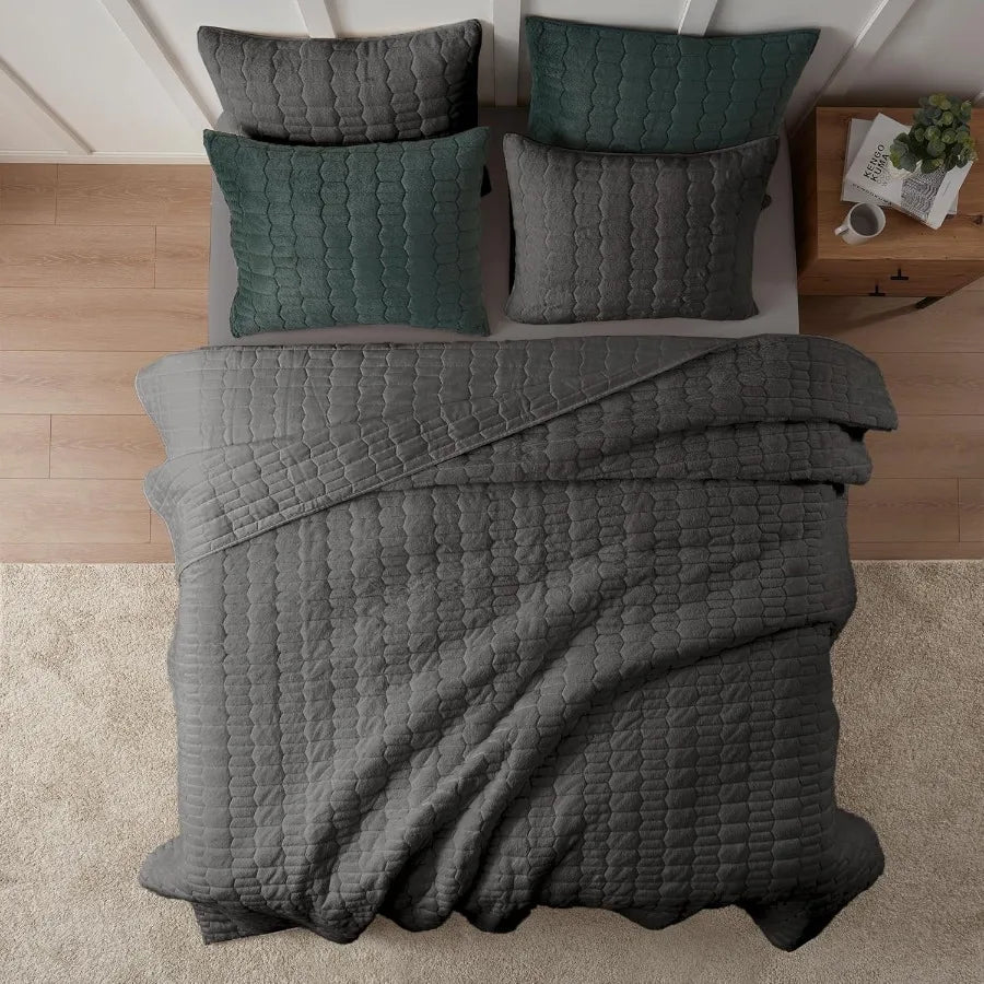 King Size Lightweight Faux Fur Comforter Set | Cozy Plush Bedding