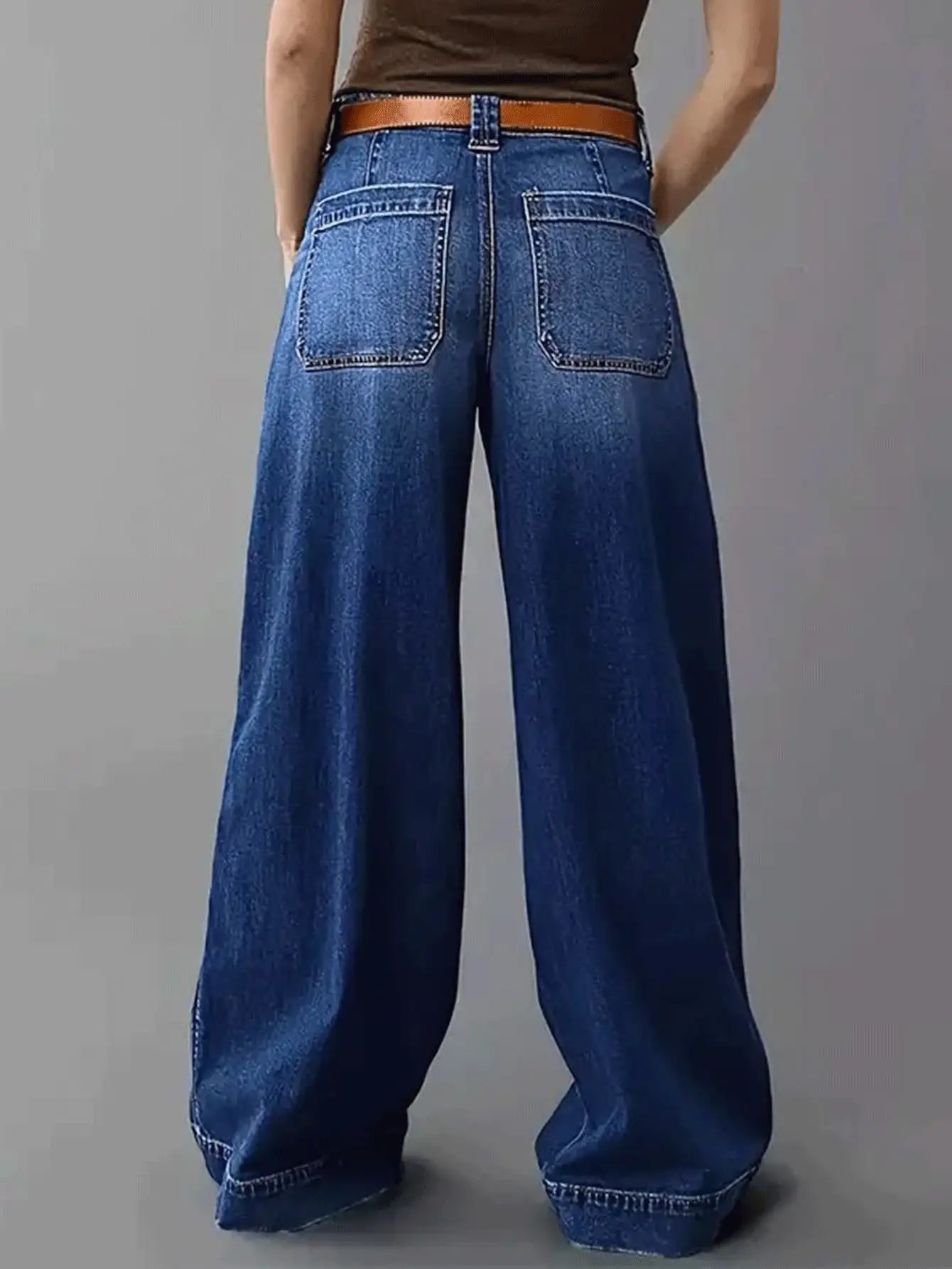 Stylish Women's Loose Straight Jeans | Versatile Stretch Denim Trousers