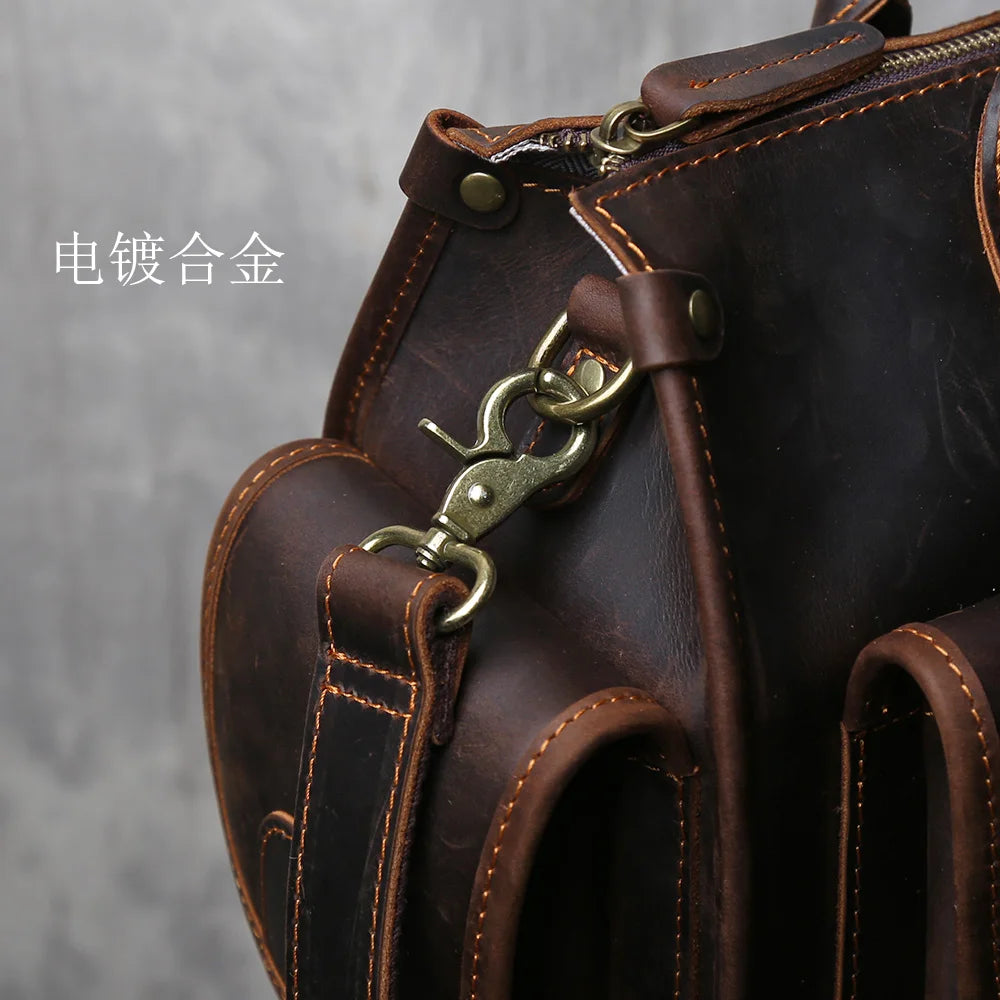 Genuine Leather Retro Men's Handbag | Large Capacity Crossbody Bag