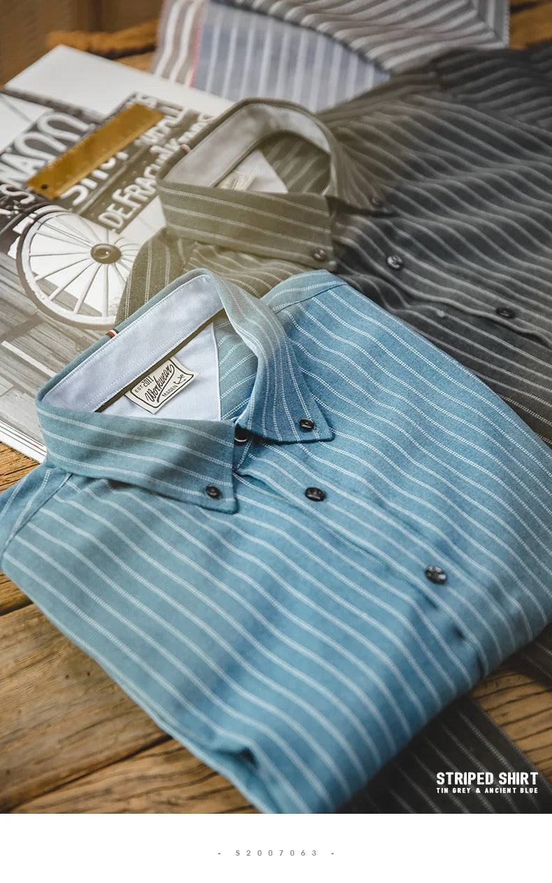 Men's Retro Vertical Stripe Long Sleeve Casual Shirt | Stylish Tops