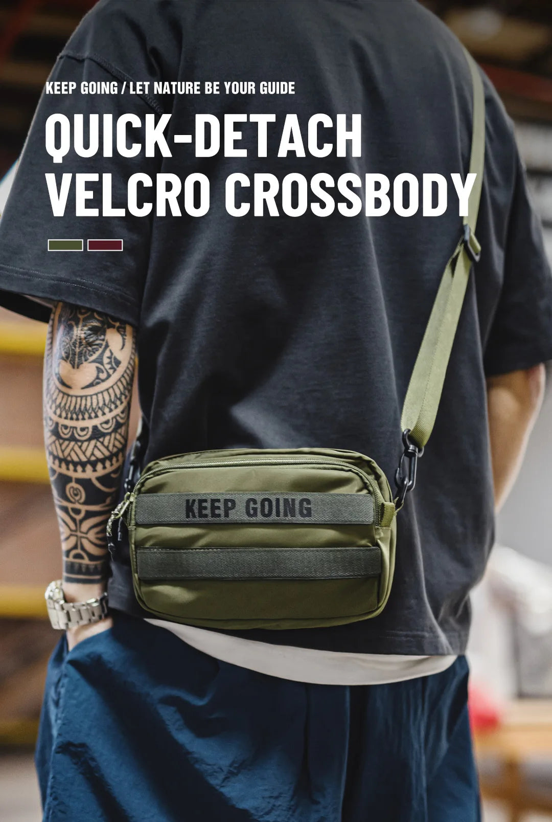 Men's Military Green Crossbody Bag | Compact Utility EDC Handbag