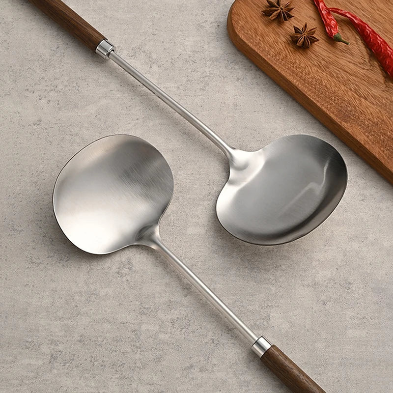 Stainless Steel Wok Spatula with Wooden Handle | Versatile Cooking Utensil