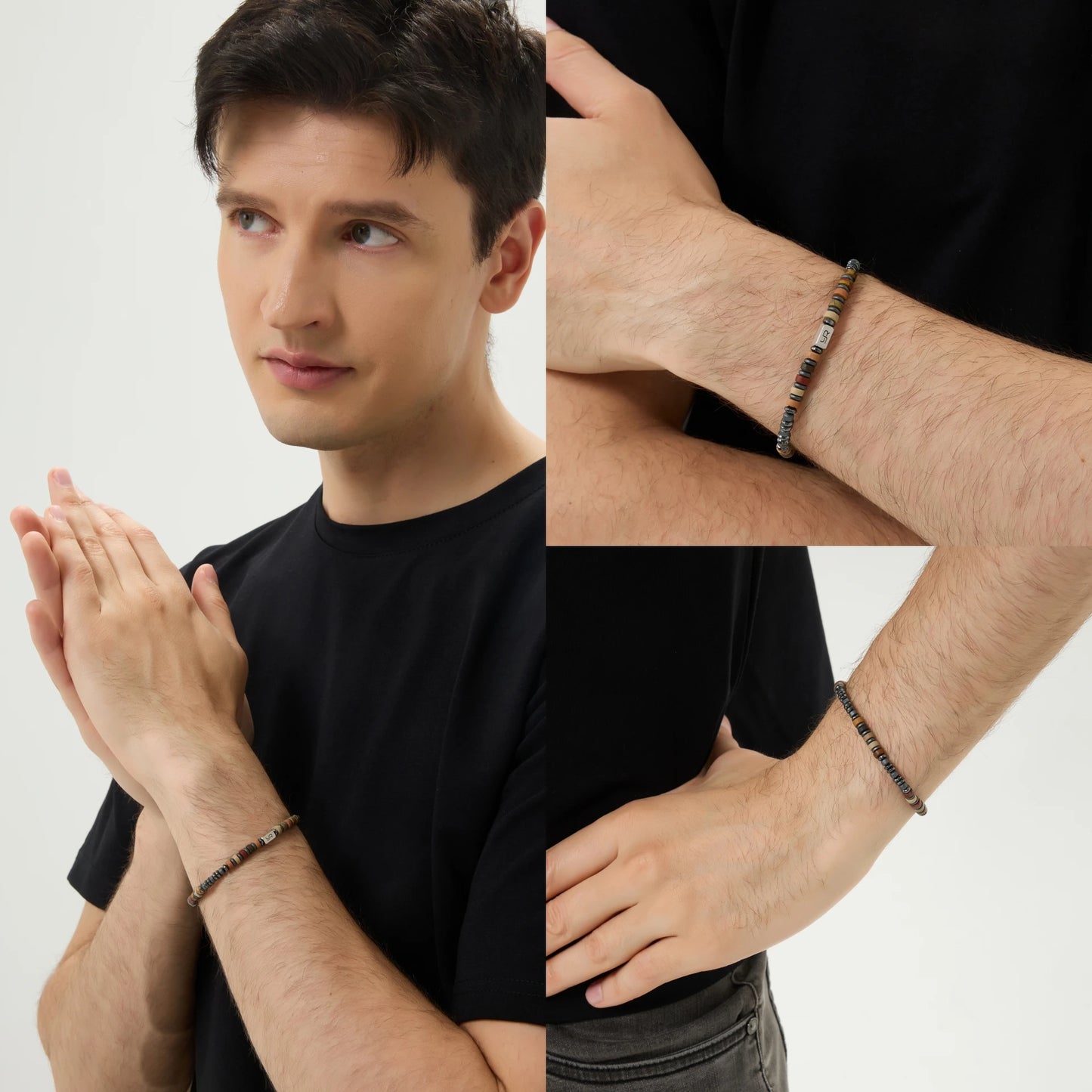 Handcrafted Bohemian Jasper Hematite Bracelet | Unisex Accessory