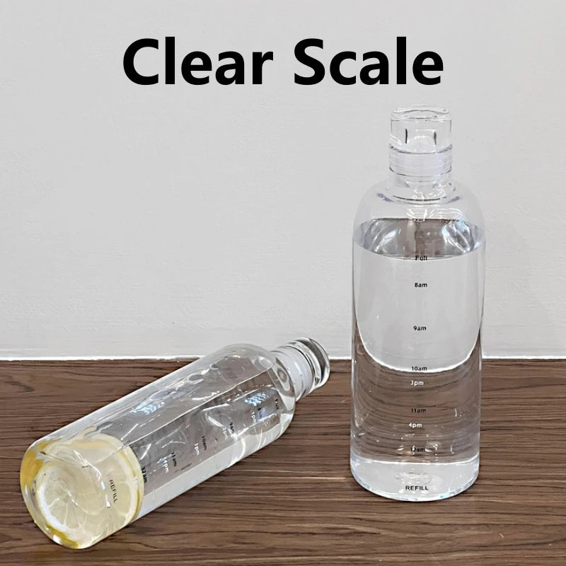 Large Capacity Glass Water Bottle with Time Marker | Outdoor Use