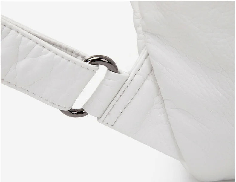 Stylish Women's White Washed Leather Backpack for Casual Travel